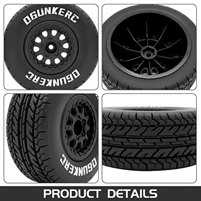 OGRC 4PCS 12mm Hex Tires Plastic Wheel Rims with Foam Inserts Rubber Tyres for 1/10 Tires for Traxxas Slash Redcat Axial Redcat HSP Tamiya HPI Kyosho RC Short Course Truck