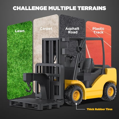 9-Channel RC Forklift, 1:18 Remote Control Forklift Toy for Kids & Adults | Kids RC Forklift with Lights & Sounds, Rubber Tires, Lift & Transport Action, 100-Min Runtime, for Kids 6+ Birthday Gifts - style: Forklift[2026 Version]