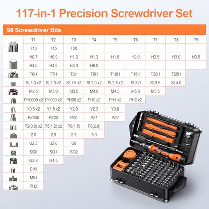 JOREST 117 in 1 Precision Screwdriver Set, Mini Tool Kit with Torx Phillips | Magnetic Repair Kit for Computer, Macbook, Laptop, PC, RC, PS5, iphone, Electronics, XBOX, Glasses