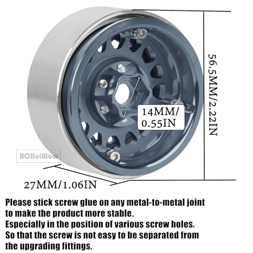 RC 1.9 Beadlock Wheels for 1/10 RC Crawler TRX4 TRX6 SCX10 90046 AX103007 VS4-10 MST CFX RC4WD D90 Red cat Gen8 7,Alloy Aluminium 1.9 rc Beadlock Rims 1.9 rc Wheels,4PCS,Titanium - color: Titanium(4pcs)