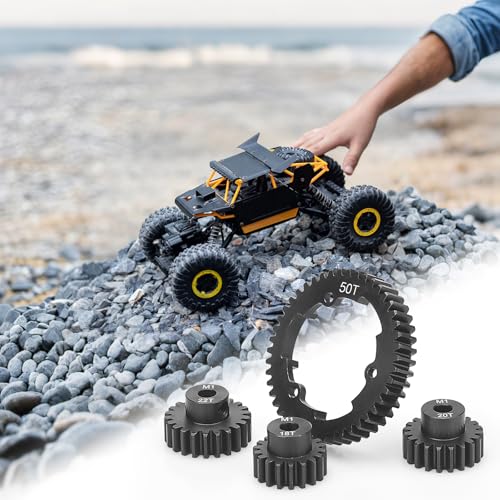daitoku 50T 1 Mod Hardened Steel Spur Gear with 18T 20T 22T Motor Pinion Gear Compatible with Traxxas 1/10 Maxx 1/5 X-Maxx 1/10 E-REVO 2.0 VXL 1/7 XO-1 - size: 50T