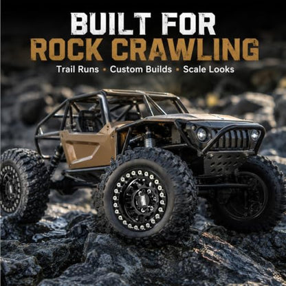 4PCS 1.9" RC Beadlock Wheels with12mm Hex & -6mm Offset Aluminum 30mm Wide Rims for 1/10 RC Crawler, Compatible with TRX4 TRX6 SCX10 SCX10 II III Gen8 RC4WD D90 90046 AXI03007 - color: Black-Black