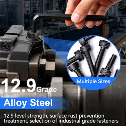 1016PCS M2.5 Screws Kit, M2.5x4/6/8/10/12/16/20/25mm Hex Socket Head Cap Screws Bolts Nuts Washers Kit, 12.9 Grade Alloy Steel Metric Screws for 3D Printer, Electronics, Furniture Repair - size: M2.5 x 4/6/8/10/12/16/20/25mm, style: Socket Head