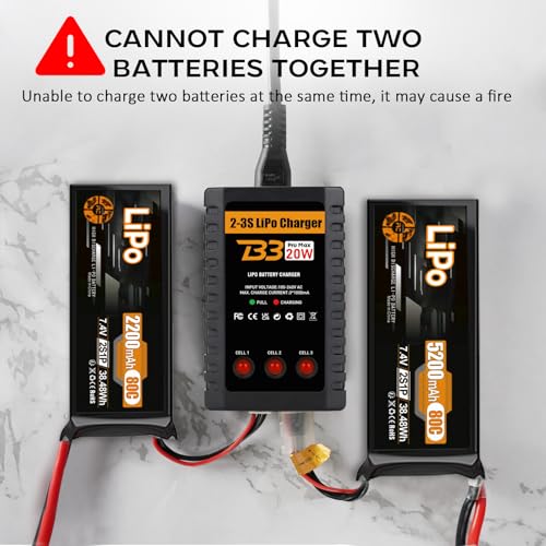 LiPo Charger for 2S-3S(7.4-11.1V) LiPo Battery of RC Toy & Model(Yellow) | LiPo Balance Charger Compact and Light, RC LiPo Battery Chargers with Smart Chip, Extend Battery Life - color: Yellow