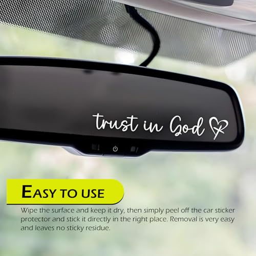 3 PCS Love Cross Rearview Mirror Window Sticker, Trust in God Waterproof Rear Windshield Body Decorative Sticker, DIY Tuning Accessory for Most Cars Trucks SUVs (White)