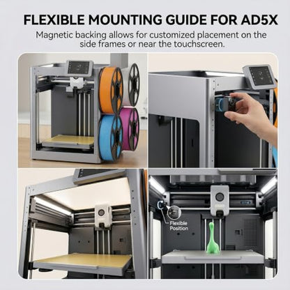 Upgrade LED-Light Kit for Flashforge Adventurer-5X5M 3D-Printing: 2pcs Magnetci 24V 42 LED Light Bar with Soft Diffuser Plug and Play Installation 3D Printer Parts