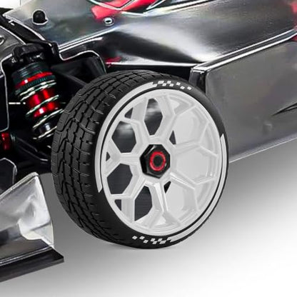 4PCS RC Highway Off-Road Truck Wheels & Tires - Compatible with 1/8 Typhon 6S BLX, 1/7 Infraction 6S BLX/Limitless - Foam Insert Plastic Rims （4 Small ） (white) - color: white