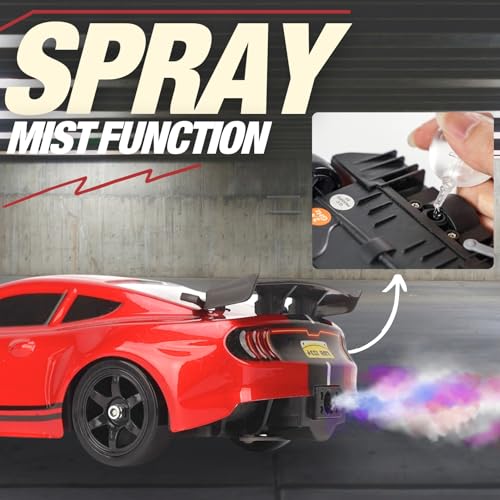 Liberty Imports RC Drift Car 1/16 2.4GHz 4WD Remote Control Sport Racing On-Road Vehicle with LED Light, Batteries and Drift Tires (Red) - color: Red