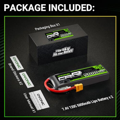 OVONIC 2S Lipo Battery TRA Plug RC Car Battery 7.4V 120C Lipo for RC Car Trucks 1/8 1/10 RC Vehicles(2 Packs)