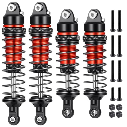 4PCS Full Aluminum RC Car Oil Shock Absorber Front & Rear Shock Absorber Damper Assembled Set Compatible with 1/10 Team Associated RB10 RC Off Road Car Upgrades (Black) - color: Black