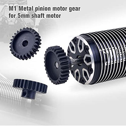 Metal Steel M1 Pinion Gear Sets 26T 27T 28T 29T 30T 5mm Shaft Motor Gears with Hex Key for 1/10 RC Brushless Brush Motor | Metal Steel,With Hex Key for Arrma HSP HPI AXIAL Tamiya Losi 1/10 RC Brushless Brush Motor - style: 26T 27T 28T 29T 30T