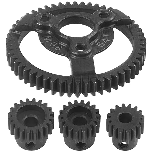 32P Spur Gear 54T & Pinion Gear 16T 18T 20T w/Motor Shaft Adapter Compatible with Traxxas 1/10 2WD Slash VXL/ 2WD Bandit VXL/ 2WD Rustler / 2WD Stampede RC Car