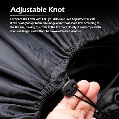 1 PC Spare Tire Cover, 190T Polyester Taffeta Spare Tire Protector with Pocket, 19"-23" Diameters Waterproof Wheel Storage Bag, Universal for Most Cars, Trucks, SUVs (Black #L) - size: 1 PC #L