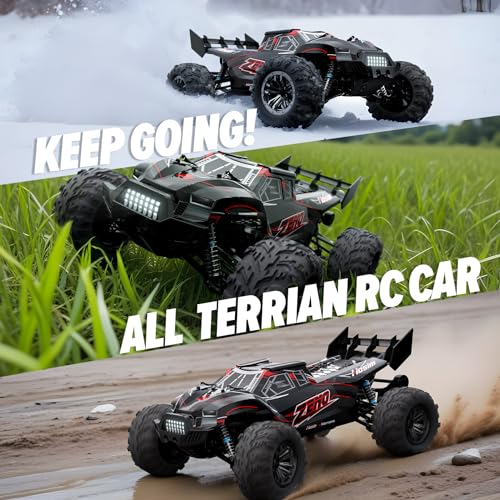 Hosim 1/10 RC Car for Adults & Boys 48+KMH, Electric Remote Control Car High Speed Large RC Truck 4X4 Off-Road All Terrains Waterproof Monster Trucks, Hobby RC Cars Toys Gifts for Boys 8-12 - color: Red
