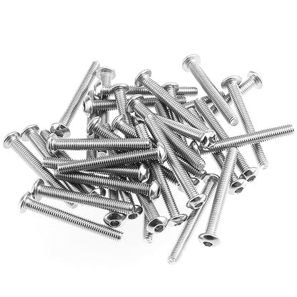 HELIFOUNER 100 Pieces M3 x 25mm, Thread Pitch 0.5mm, 304 Stainless Steel (18-8) Button Head Socket Cap Screws, Fully Threaded - size: M3 x 25mm