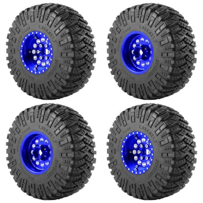 RCLIONS 4PCS Aluminum 1.9" Beadlock Wheels Deep Dish Wheel Rims Upgrades for Axial SCX10 I II III TRX4 GEN7 GEN8 1/10 RC Crawler Truck Car (Blue) - color: Blue