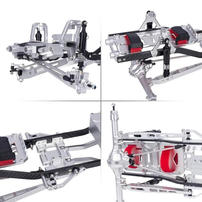 Twin I-Beam 2WD Pre-Runner CNC Aluminum Chassis Kit for 1/10 RC Crawler Axial SCX10 I II III Pro TRX4 Capra Upgrades (Silver) - color: Silver