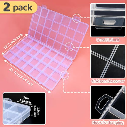 IOOLEEM Bead Organizer Box, 28 Grids 2 Pack Organizer Container Storage | Clear Plastic Dividers for bead arts and crafts for beading & jewelry storage & small items arts and crafts. - size: 28 Grids (2 pack)