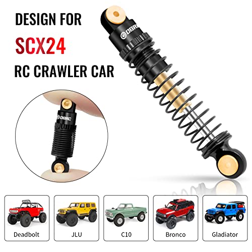 OGRC Shocks Absorber Aluminum Front & Rear Shock Damper RC Shocks for Axial SCX24 C10 JLU Deadbolt Gladiator Bronco Upgrade Parts (Black) - color: Black