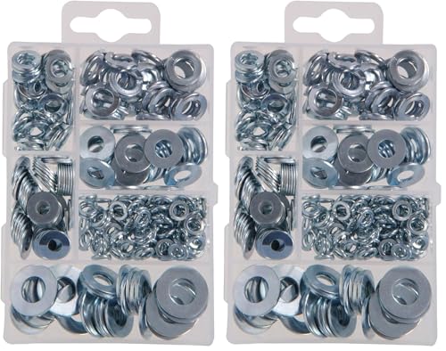 Hillman 591521 Small Flat and Lock Washer Assortment, 540-Pack, Zinc - size: 0.375 inches (Pack of 2)