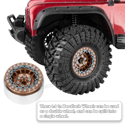 RC 1.9 Dually Beadlock Wheels Rims w/Adjustable Offset for 1/10 TRX4 TRX6 SCX10 SCX10 II 90046 SCX10 III AXI03007 SCX10 Pro Gen7/8 D90 VS4-10 MST CFX RC Crawler Car,4Pcs Alloy Rims,Bronze - color: Bronze - (Wheels Rims)