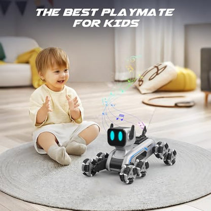 SIMREX Robot Dog RC Stunt Car Toys - Gesture Sensing Remote Control car with Mecanum Wheels, LED Eyes, 3 Sound Effects, Birthday Gift for Kids Boys Girls - style: Robot Dog Stunt Car