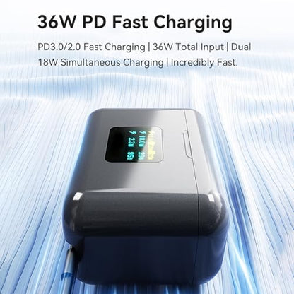 Yunseity Two Way Battery Charger for 360 X4 Air Fast Charge Station with LCD Screen 36W Dual Port Charging Compact Size for Outdoor Creators
