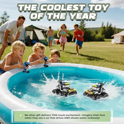 Remote Control Car, Waterproof Monster Trucks Toys, 1:18 Amphibious RC Cars, 2.4 GHz 4WD All Terrain Off-Road Pickup Toy Truck, Kids Toys for 6-12 Year Old Boys Girls Christmas Birthday Gifts Presents - color: Black & Blue