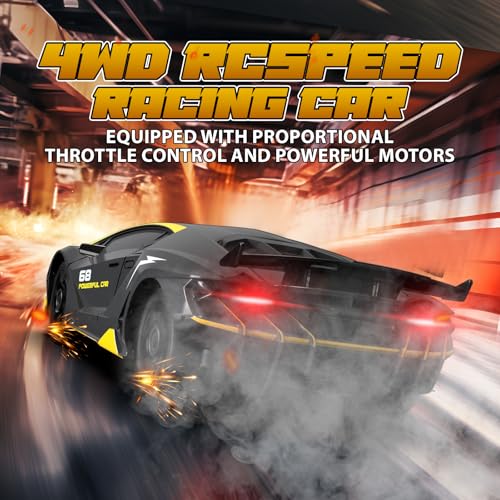 RC Drift Car Remote Control Car 2.4GHz 1/24 4WD 15KM/H High Speed Racing Sport with LED Lights & 1/28 Scale Gesture Sensing RC Stunt Toys for 6-12 Years Old Boys Girls