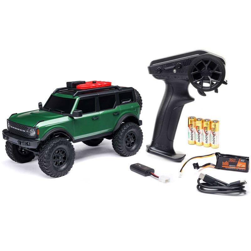 Axial 1/24 SCX24 F Bronco 4X4 RTR Brushed Rock Crawler (Battery & Charger Included) - Remote Control Car, RC Cars, RC Rock Crawler 4WD RTR 1/24 Scale for Adult (Green (AXI00006V2T5)) - color: Green (Axi00006v2t5)