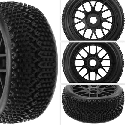 OD 4.52" 1/8 Off-Road RC Buggy Tires and Wheels Rims 17mm Hex Compatible with Arrma Typhon Talion Losi 8IGHT HPI HSP Redcat Racing Kyosho Hobao Traxxas RC 1/8 Scale Buggy