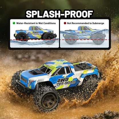 RC Cars 1:18 Scale 4WD Off-Road Fast Monster Truck, 36KPH High Speed Remote Control Car, Oil-Filled Shocks, Dual Body Shells, Portable for Outdoor Fun, 7.4V 1500mAh Batteries, 2.4GHz RC Truck