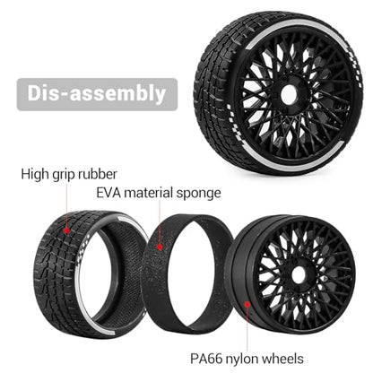 4PCS RC Highway Off-Road Truck Wheels & Tires - Compatible with 1/8 Typhon 6S BLX, 1/7 Infraction 6S BLX/Limitless - Foam Insert Plastic Rims （4 Small ） (Black（4pcs）) - color: Black（4pcs）