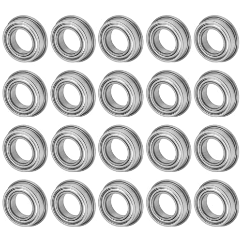 M METERXITY 20-Pack MF148ZZ Flanged Ball Bearing, 8mm x 14mm x 4mm Double Metal Shielded Z1 Chrome (GCr15) Steel Flange Rip Bearings for Wheelbarrow/Printer/Fax Machines/Power Tools - size: 8mm x 14mm x 4mm