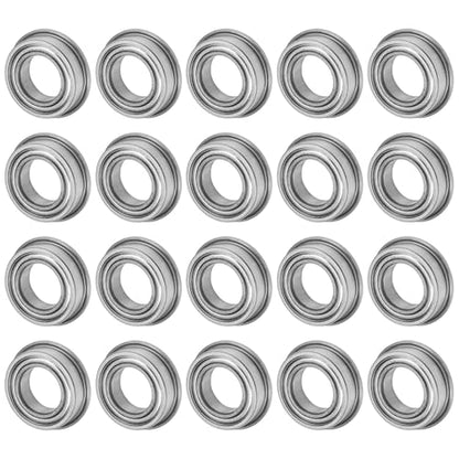M METERXITY 20-Pack MF148ZZ Flanged Ball Bearing, 8mm x 14mm x 4mm Double Metal Shielded Z1 Chrome (GCr15) Steel Flange Rip Bearings for Wheelbarrow/Printer/Fax Machines/Power Tools - size: 8mm x 14mm x 4mm