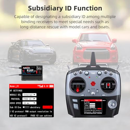 Radiolink R16F 16 Channels 2.4GHz RC Receiver for RC Car | Radiolink Remote Controller T16D, T12D, RC4GS V3, RC6GS V3, RC8X, Long Distance Control Receiver, for RC Car, Boat, Robots