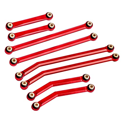 Hobbypark High Clearance Links Set Aluminum Upgrades Linkage for Axial SCX24 Deadbolt AXI90081 B17 Upgrades 1/24 RC Crawler Car (Red) - color: Red