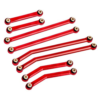 Hobbypark High Clearance Links Set Aluminum Upgrades Linkage for Axial SCX24 Deadbolt AXI90081 B17 Upgrades 1/24 RC Crawler Car (Red) - color: Red