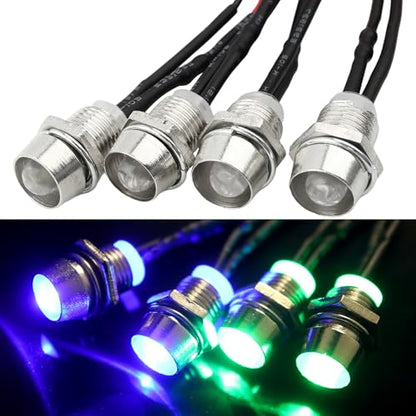 4 LEDs RC LED Light Headlights Taillight Kit Accessories Compatible with Traxxas HSP Tamiya Redcat RC4WD Axial SCX10 RC Cars Truck Tank Crawler(4 Green) - color: Green