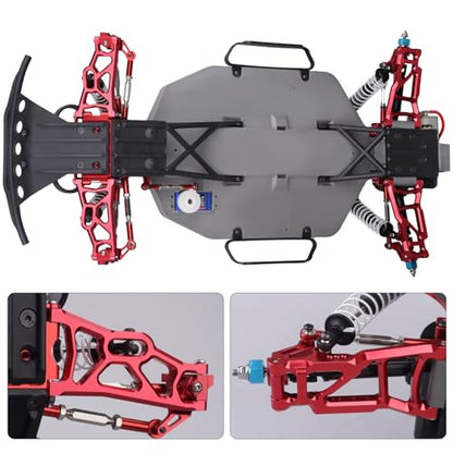4PCS Aluminum Front & Rear Suspension A-Arms Set and Tie Bar for 1/10 Traxxas Slash 2WD Upgrades Parts, Replacement of 2555 3631 2532 (Red) - color: Red