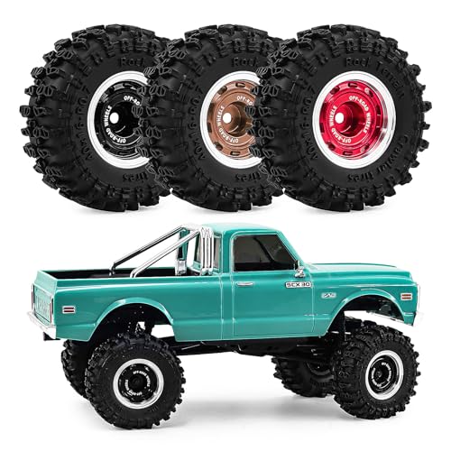 0.7 Inch RC Crawler Tires and Wheels Set 40×16mm for 1/30 Scale Axial SCX30 (Bronze) - color: Bronze