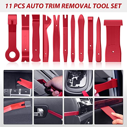 Nilight Trim Removal Tool 88Pcs, Auto Push Pin Bumper Retainer Clip Set | Fastener Terminal Remover Tool Adhesive Cable Clips Kit Car Panel Radio Removal Auto Clip Pliers - color: 88 Clips+ Remover Tools Red