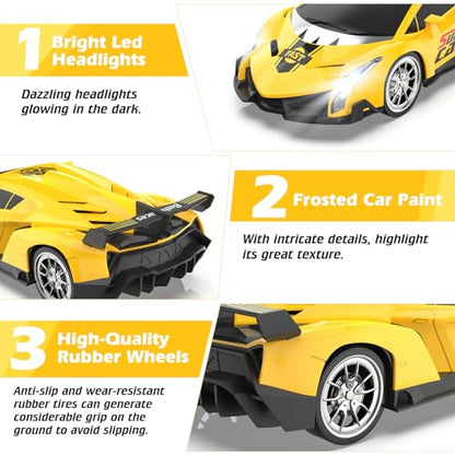 Growsland Remote Control Car, RC Cars for Kids 1:18 Electric Toy Car Hobby Racing Car Toys with Lights & Controller, Christmas Birthday Gift for 3 4 5 6 7 8 9 Year Old Boys Girls - color: Yellow