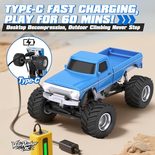 [2026 Upgrade 1/36 Mini RC Crawler, 4WD Micro Off Road Truck | Blue Micro RC Crawler, 1/36 RC Crawler Mini RC Truck Toys for Ages 8-14, Birthday Gifts for Boys Girls, RTR 2.4GHz - color: Blue
