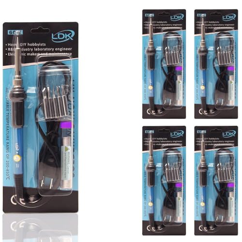 5 Pack Bulk LDK Soldering Iron Kits 60W 110V Adjustable Temperature Electric Soldering Gun Welding Tools - color: 60w Basic (5 Pack)
