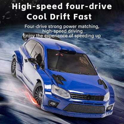 LD2801 Mini RC Drift Car 1/28 Scale RTR Remote Control 4WD Racing Cars with 4PCS Drift Tires and LED Searchlight for Hobby Gift (Blue) - color: Blue