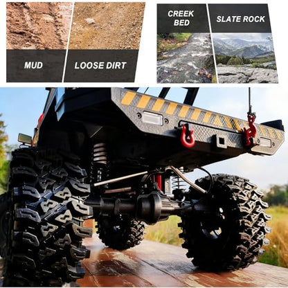 2.2 Inch RC Crawler Tires OD 5.35" 1/10 Soft Rubber Rock Mud Tyres For 1:10 Scale Crawler Car Traxxas TRX4 RC4WD D90 TF2 Axial SCX10 II Tamiya CC01 Gen8 Redcat 2.2" Beadlock Wheels 4Pcs