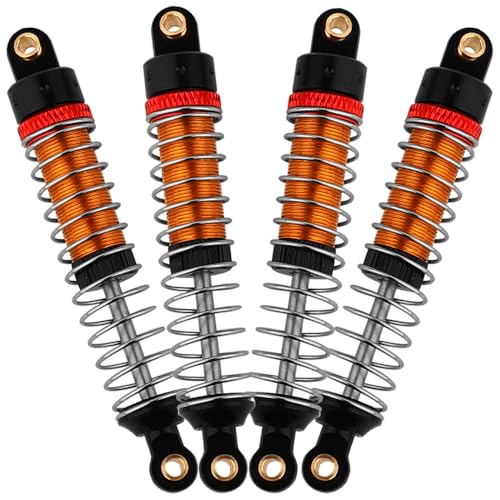 4PCS 53mm/59mm/66mm Aluminum Shocks Absorbers Oil Threaded Damper for 1/18 RC Crawler TRX4M TRX-4M Bronco Defender K10 Upgrade Parts,Silver Color Spring (66mm black-gold) - color: 66mm black-gold
