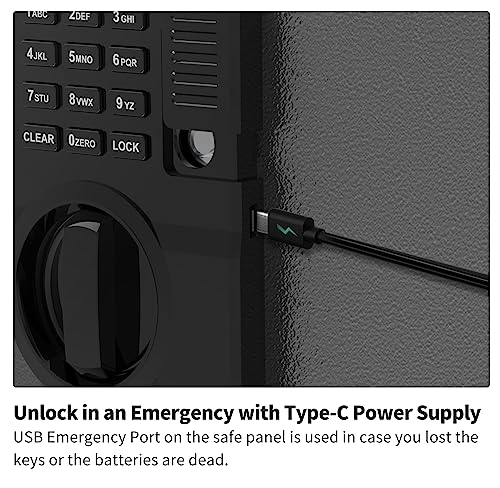 AEGIS 1.2 Cuft Fireproof Safe Box for Home with Digital Keypad, Gray | Small Fire Steel Security Home Safe,upholstered interior, backup keys and USB-C power for passports, cash and jewelry - size: 1.2 Cubic Feet, style: Fireproof Safe