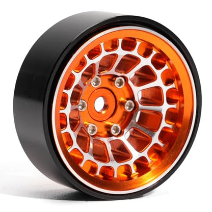 1.3” Aluminum Beadlock Wheels, -4.53mm Offset CNC 7 mm Hex Rims for 1/18 1/24 RC Crawler TRX4M, Axial SCX24 AX24, Redcat Ascent-18, FMS FCX24, 4 pcs, Orange - color: Orange